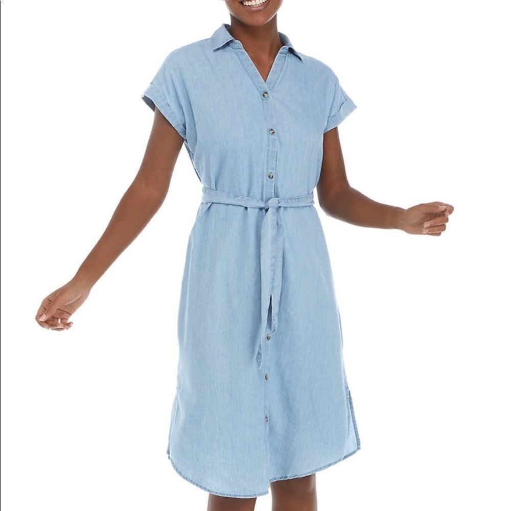 new directions Light Blue Shirt Dress